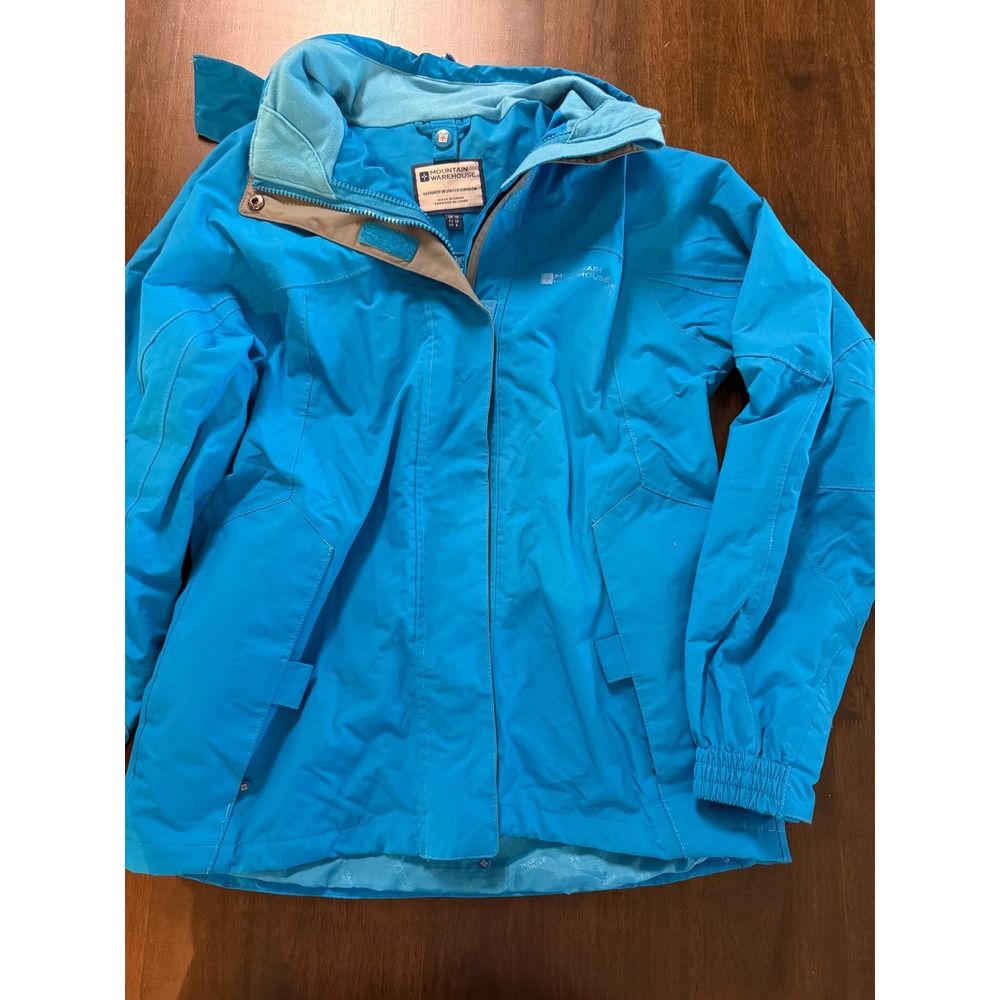 Mountain Warehouse IsoDry Blue Waterproof Rain Jacket Womens US 6 UK 10 Hooded